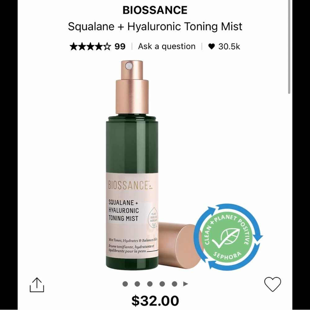 NIB BIOSSANCE Hyaluronic Toning Mist
